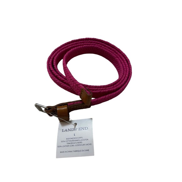 Lands End Skinny Braided Belt Cotton Size L Pink - Picture 1 of 5